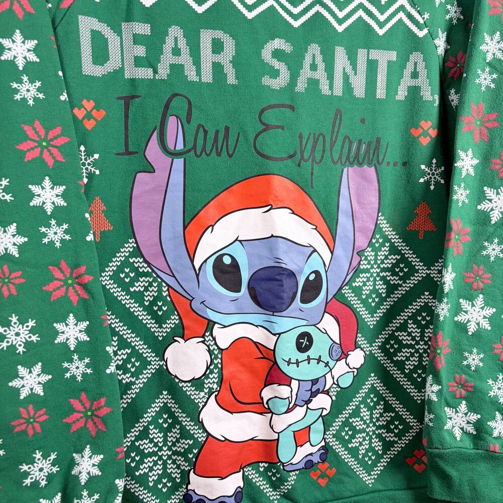 Disney Stitch Dear Santa I Can Explain Christmas Sweatshirt‎ Green M